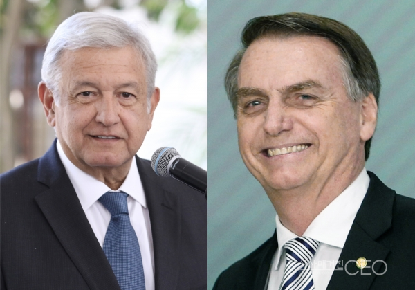 안드레스 마누엘 로페스 오브라도(좌), 자이르 보우소나루(우)