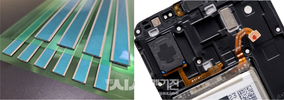 자동차전장용가스켓(좌), 가스켓내장(우)