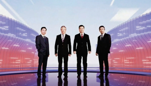 대선 개표 방송에 나타난 전직 대통령 모습. 왼쪽부터 비브스튜디오스가 버추얼 휴먼으로 구현한 박정희, 김영삼, 김대중, 노무현 전 대통령