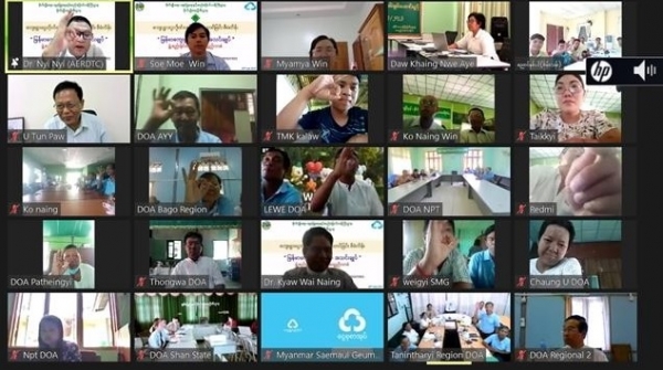 미얀마 전국 35개 새마을금고 대표들이 지난달 29일 온라인 창립총회를 열고 회의를 하고 있다. 사진=새마을금고중앙회