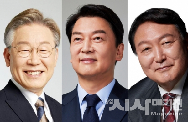▲왼쪽부터 이재명의원, 안철수의원, 윤석열 대통령 프로필 사진 캡처(출처=위키백과)